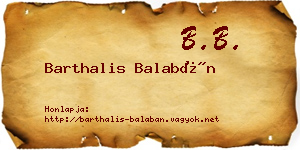 Barthalis Balabán névjegykártya